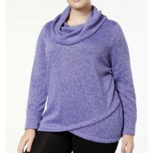 Ideology Sweater 1X Purple Cowl Neck L/S Cozy NWT